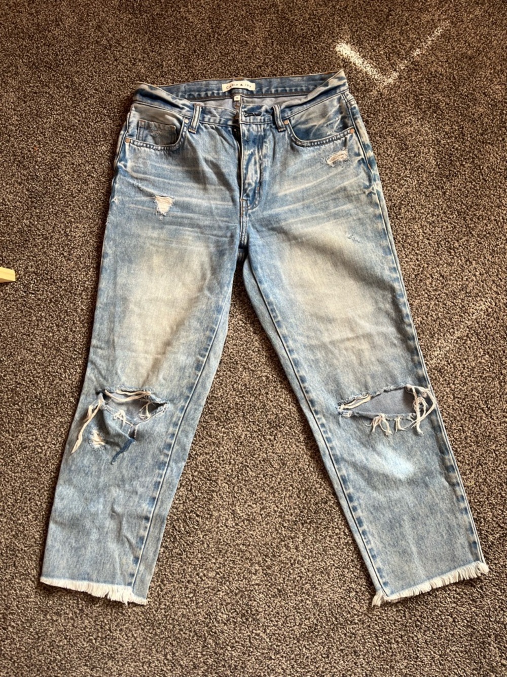 Boyfriend Distressed Light Blue Jeans - Women
